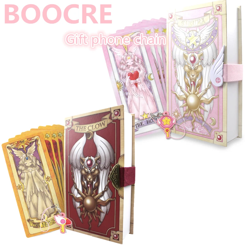 

Anime 53 Piece Cosplay Card Captor Sakura KINOMOTO Tarot With Clow Cards Magic Book Set in Box Prop Gift Phone Chain