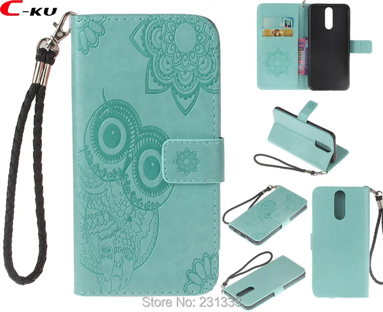 

C-ku Fashion OWL Strap Wallet Leather Pouch Case For Huawei P Smart Honor 9 Lite C6 PRO Mate 10 Lite P20 Stand Skin Cover 100PCS
