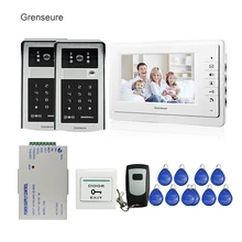 FREE SHIPPING New Wired 7″ Color LCD Monitor Video Door Phone Intercom System + RFID Keypad Password 2 Doorbell Cameras In Stock