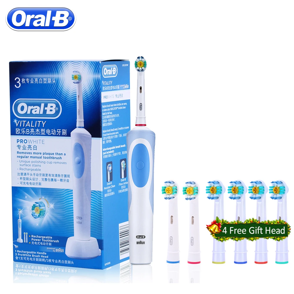 

Electric Toothbrush Oral B Vitality Rechargeable Toothbrush With 3 Brush Heads D12013W Vital Automatic Tooth Brush Teeth For Adu