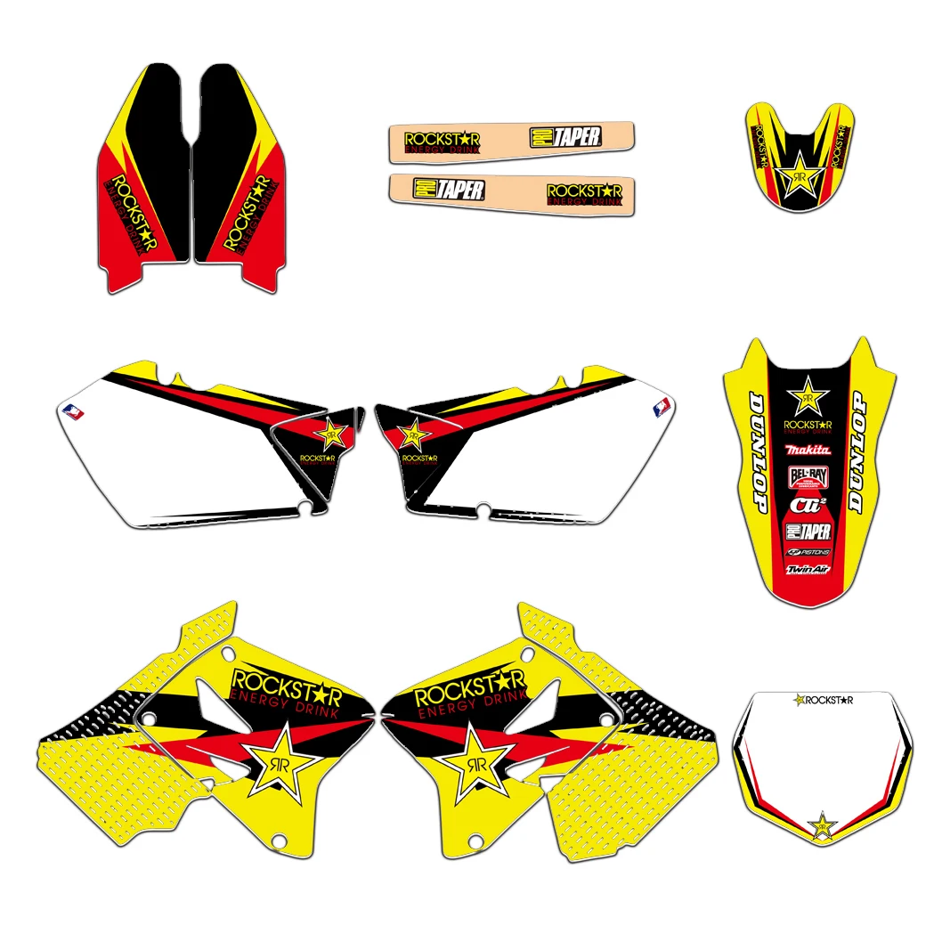 

New Style Yellow STAR TEAM DECAL STICKER Graphics Kit For Suzuki RM125 RM250 2001 02 03 04 05 06 07 08 09 10 2011 2012