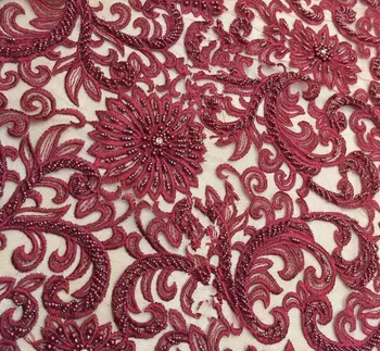 

New Arrival African Z-han91740 Fabric 5yards/Lot With beads French Lace Fabric High Quality African Tulle Lace Fabric