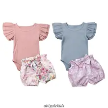 Новинка; топ для маленьких девочек; комбинезон с цветным узором; штаны; комплект одежды для детей 0-24 месяцев