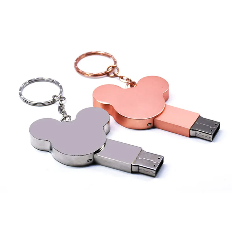 Дешевый Мода уха USB флеш накопитель 16 GB 8 GB 32 GB 4 GB 64 Гб серебристый метал флешки флэш памяти Флеш накопитель Микки usb stick диск