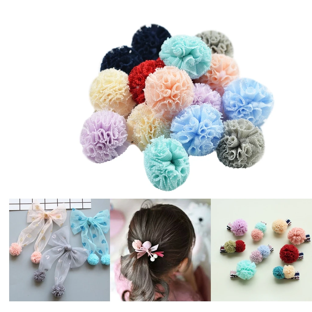 16pcs Mixed Color Korean Style Yarn Pom Pom Balls 25mm Decoration For DIY Women Special Jewelry Making Hair Accessories Findings