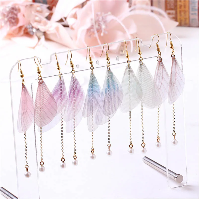

Crazy Feng Europe Style Imitation Pearls Dangle Drop Earrings For Women Dragonfly Wing Earrings Pendientes Jewelry Accessories