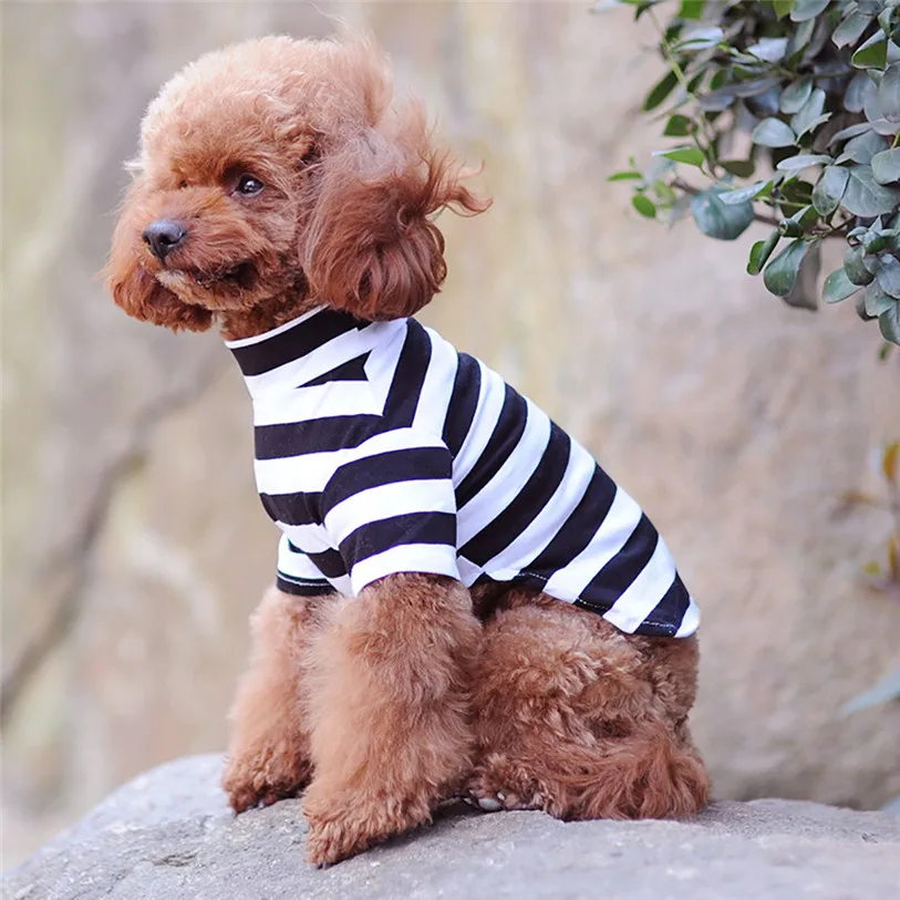 M-XXL собака жилет в полоску Высокая шея футболка весна/лето Собака Рубашка домашнее животное одежда для собак и кошек Щенок Одежда для собак