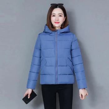 

Women Short parkas Winter Jacket coat 2019 Fashion Autumn Plus size Solid Hooded Down cotton Padded Jacket Female Warm Top