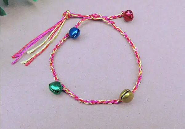 

2017 Fashion Multicolor Rainbow Bells Red Rope Bracelets & Bangles Adjustable Length Lucky Chain For Women Girl Children Gift