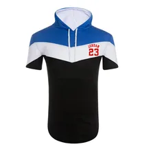 2019 Summer Sell well Brand Men's  High Quality  Fashion Tricolor stitched short sleeve Mens  Hoodies