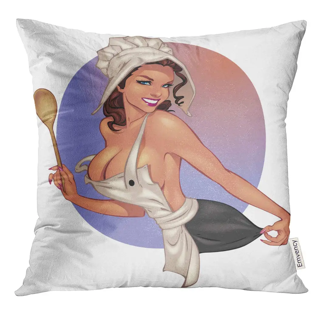 

Throw Pillow Cover Pinup Sexy Cook Chef Girl Cooking Thanksgiving Pillow Case Home Square Pillowcase