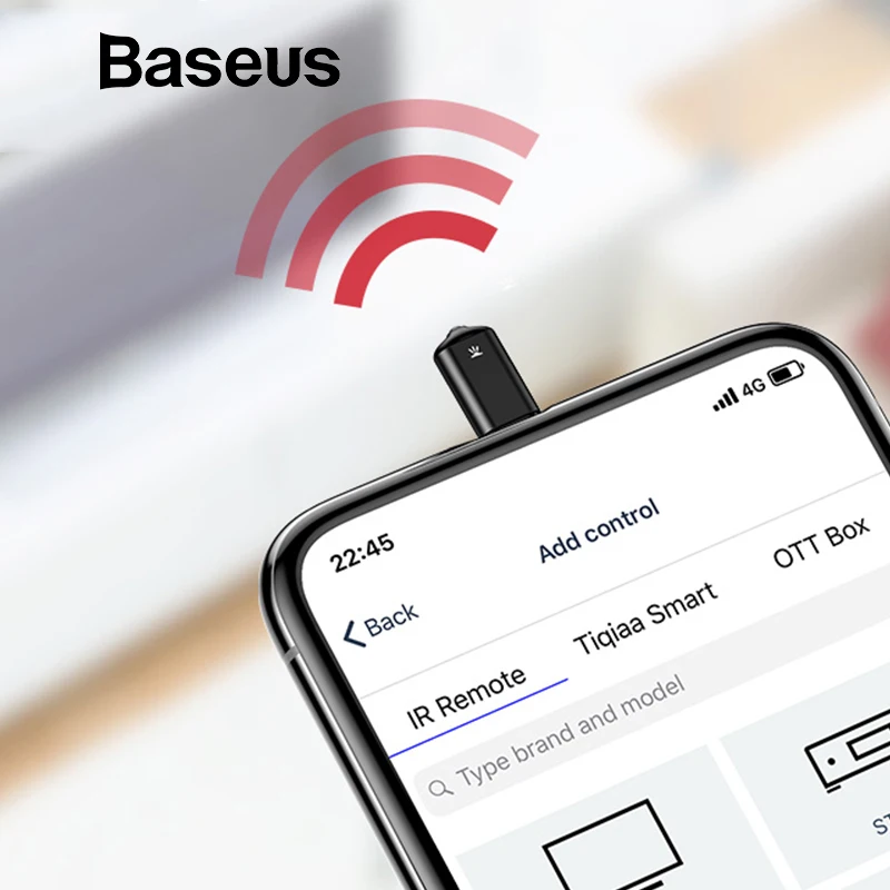 Baseus Universal infrared remote control for iPhone IR Wireless Smart Remote Control for TV Aircondition Upgraded Support iOS 12