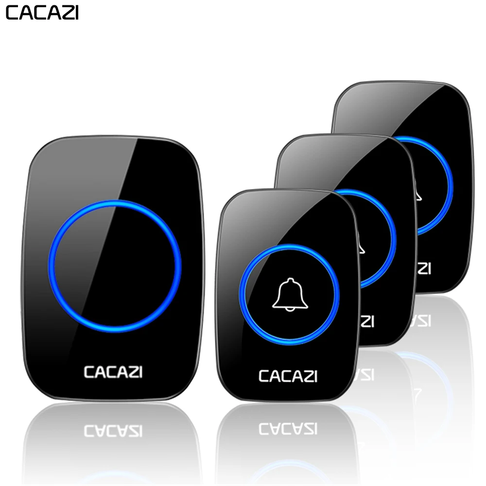 

CACAZI Wireless Doorbell Waterproof 3 Battery Transmitter 1 Receiver US EU UK AU Plug Home Wireless Calling door bell 60 chimes