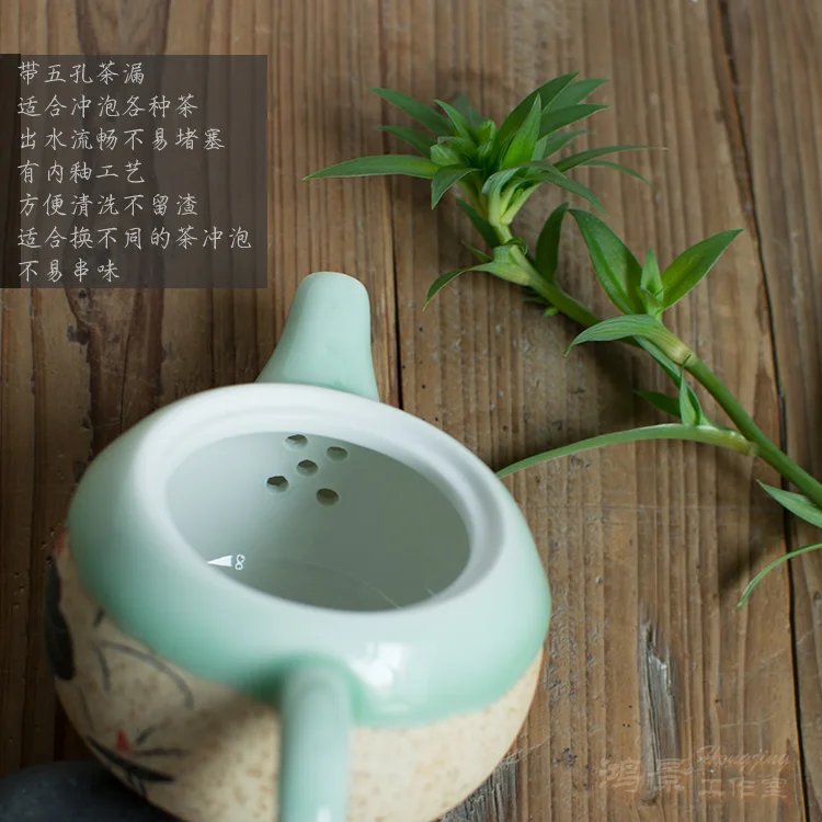 2017 xishi горшок фильтр чайник среднего числа чайник имитация керамики Longquan ручная роспись цвет чайник чая pu'er кунг-фу чай комплект