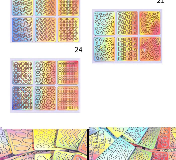 6 узоров/лист голографический винил для ногтей полый цветок геометрическая форма переводные наклейки для ногтей художественный дизайн украшения наборы инструментов