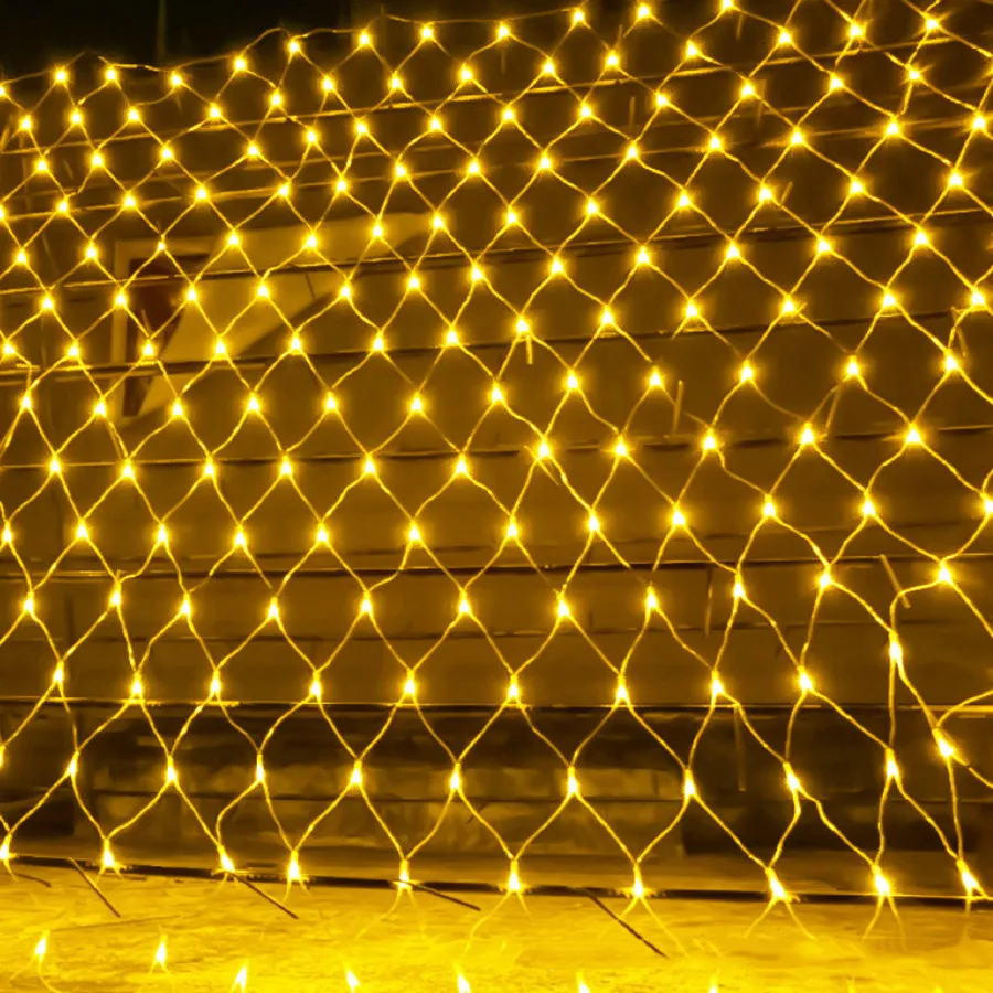 

Thrisdar 2x2M 3x2M 6x4M LED Fishing Net Mesh String Light 8 Mode Christmas Wedding Party Window Curtain Icicle Garland Light