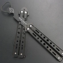 10x заказной логотип выгравированный черный тренировочный нож-бабочка открывалка для бутылок и шестигранный гаечный ключ тупой нож-бабочка для практики