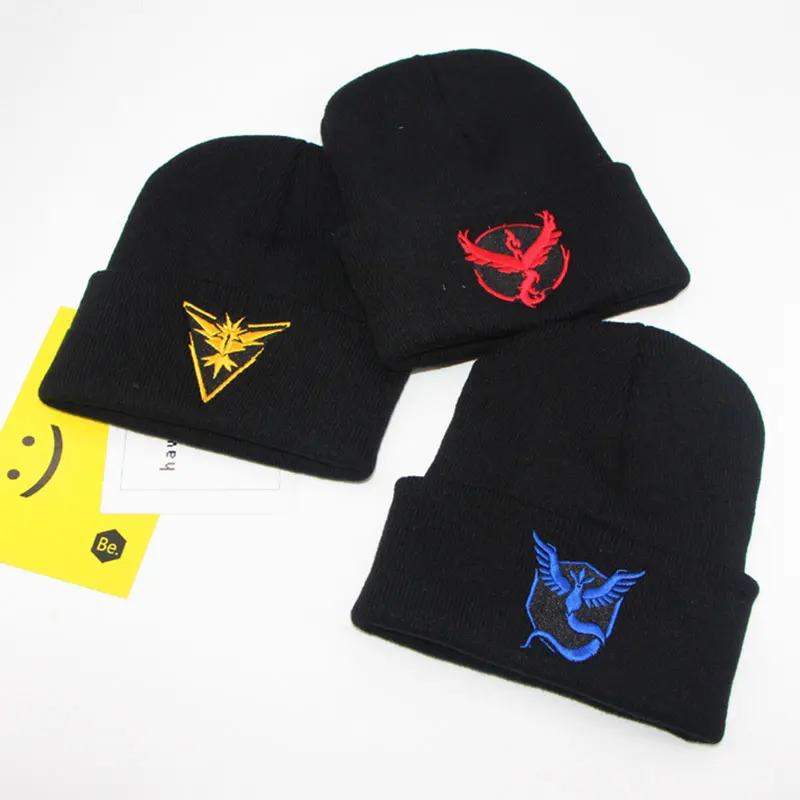 

New Arrival Autumn Winter Pokemon Go Team Valor Team Mystic Team Instinct Winter Warm Knitted Hats For Men Women Ski Beanie Caps