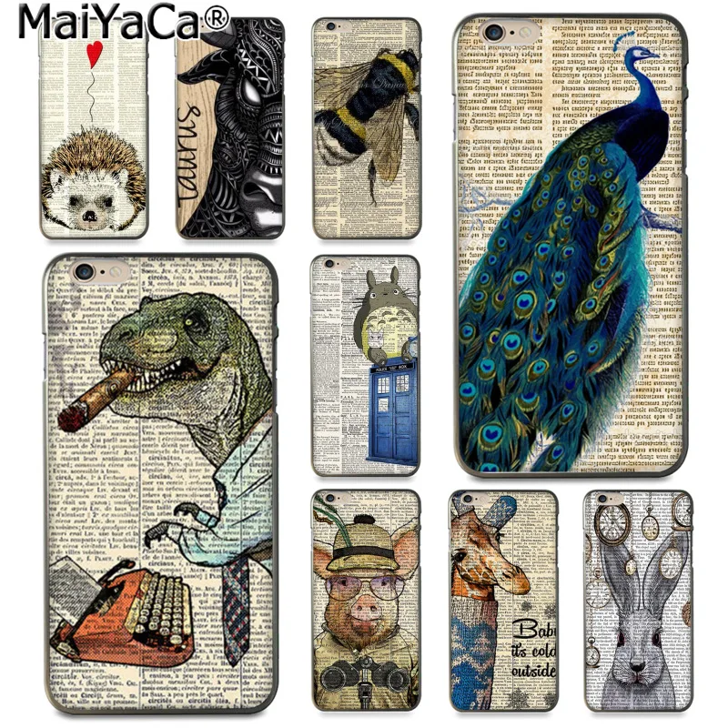 

MaiYaCa Newspaper and Animal Bunny Dinosaur Giraffe Chinchilla Phone Case for iphone 11 pro 8 7 66S Plus X 5S SE XS XR XS MAX