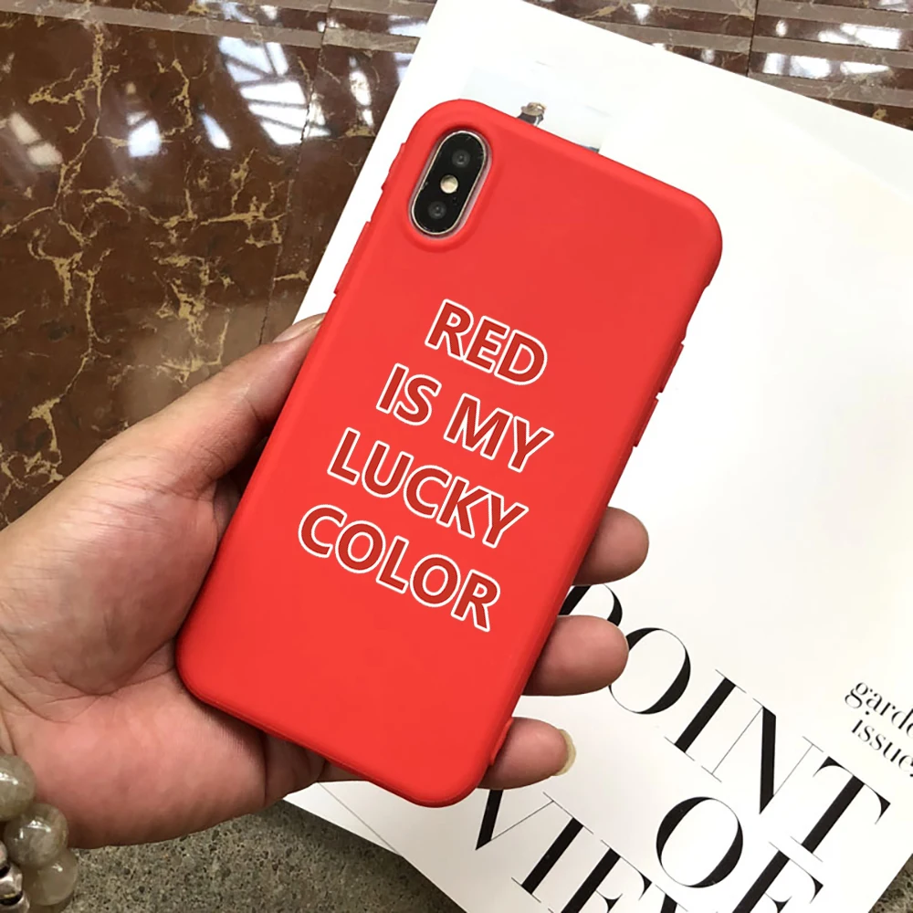 

Black Red Yellow is My Lucky Color Candy soft TPU Cases for iphone 6s 6 7 8 Plus 7Plus Silicone Case for iphone X XR XS MAX