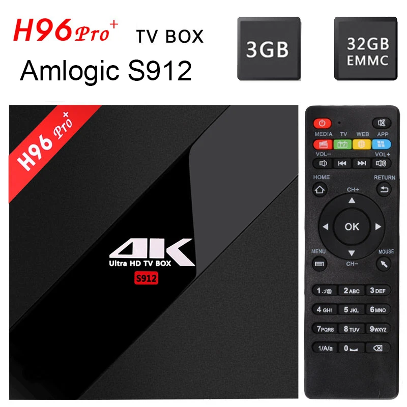 H96 Pro + плюс для приставки Android Smart ТВ коробка 7 1 Amlogic S912 Octa Core 3g Оперативная память 32G