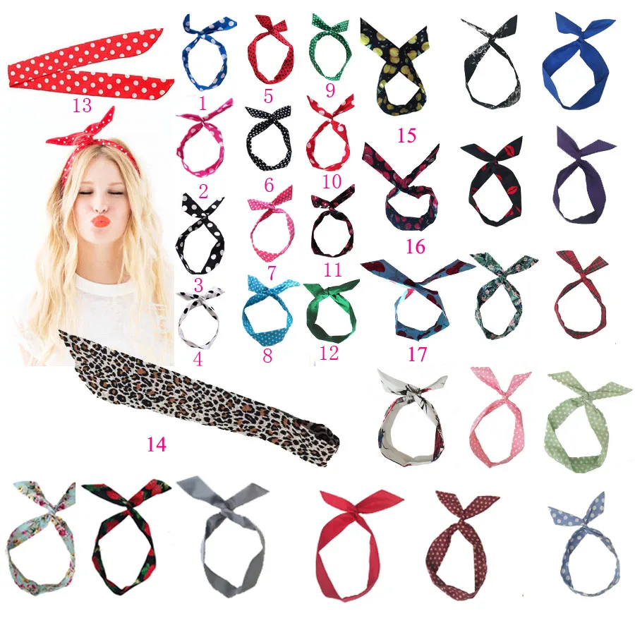 

Retro Wire Headband Head Hair Band Polka Dot Rockabilly Scarf 1950s women vintage rockabilly pinup polka hair accessories