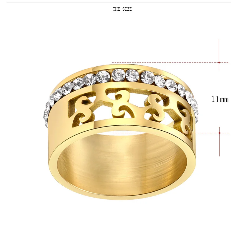 CACANA Stainless Steel Rings For Women Hollow Full Circle Of Zircon Engagement Fashion Jewelry Rings For Male Party