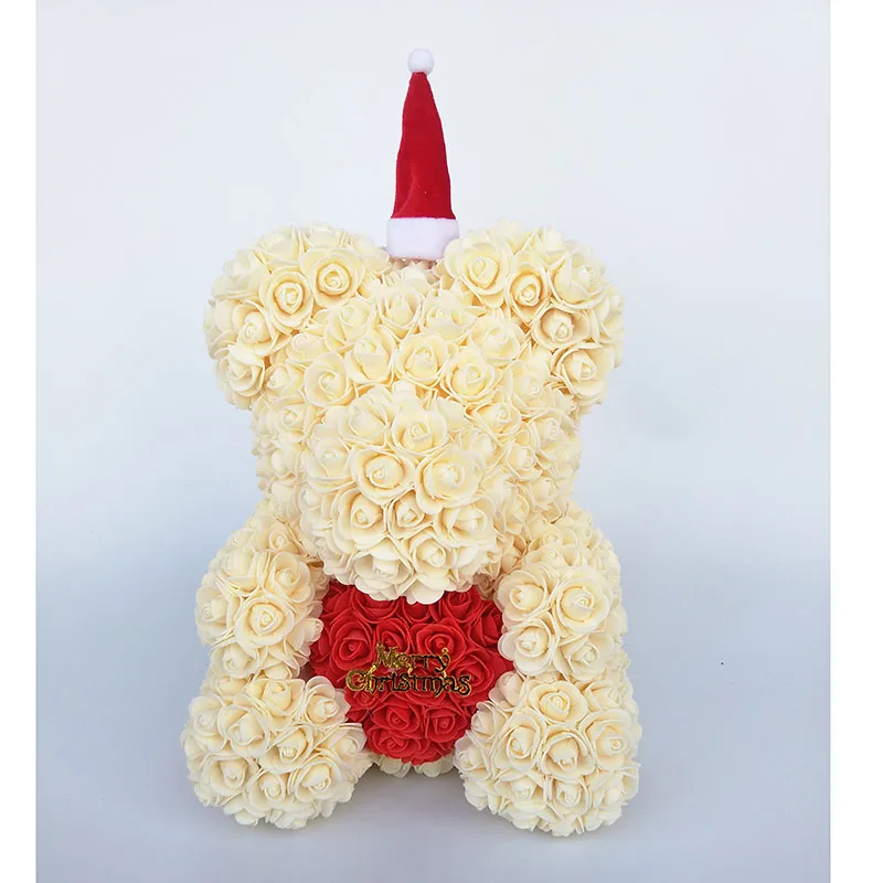 teddy bear rose bear with heart artificial roses foam roses flower Christmas decoration for home. christmas gift - Цвет: champagne