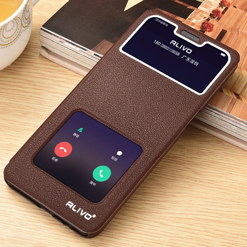 

Phone Case For OPPO A3S OPPOA3S 6.2 inch View Window Flip Stand PC Cover For OPPO A3S Case Answer PU Leather A 3S A3 For Oppo A5