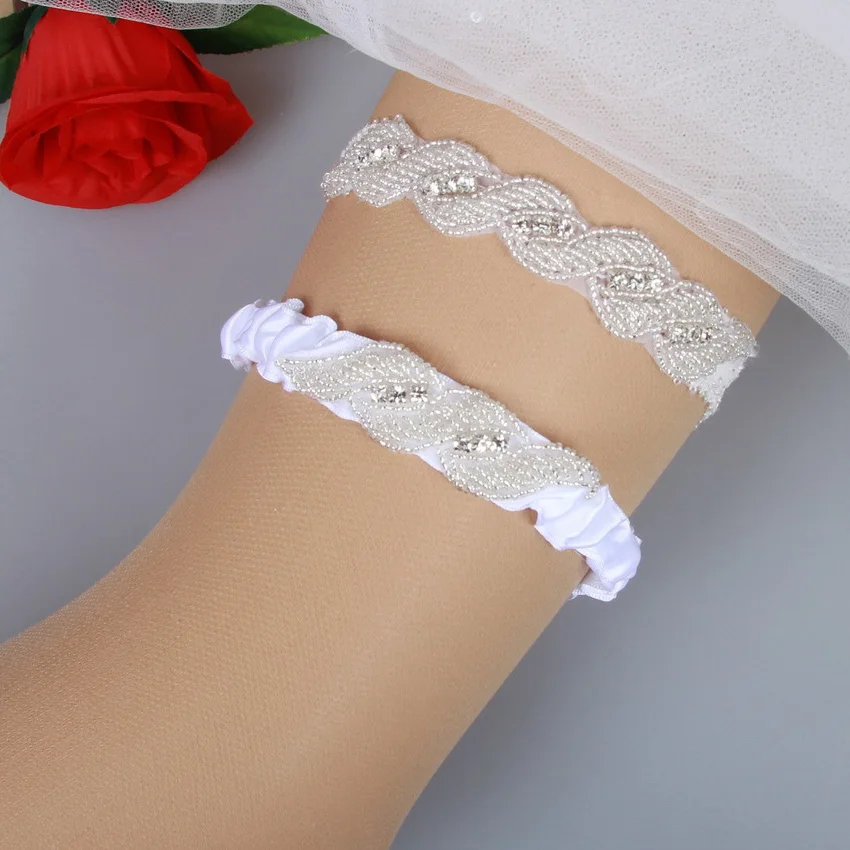Rhinestone Wedding Garter Set Lace Flower Bridal Garter and Toss Garter Set Wedding Accessories