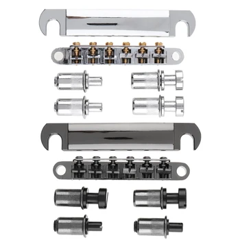 

6 Strings Zinc Alloy Electric Guitar Tailpiece Bridge Saddle Locking Roller Tune-O-Matic for LP Guitar Silver / Black Optional