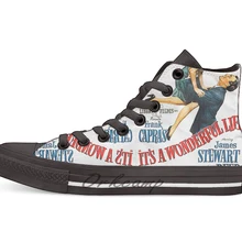 Это замечательная жизнь Рождество постер Дизайн Повседневная парусиновая обувь на заказ обувь Прямая