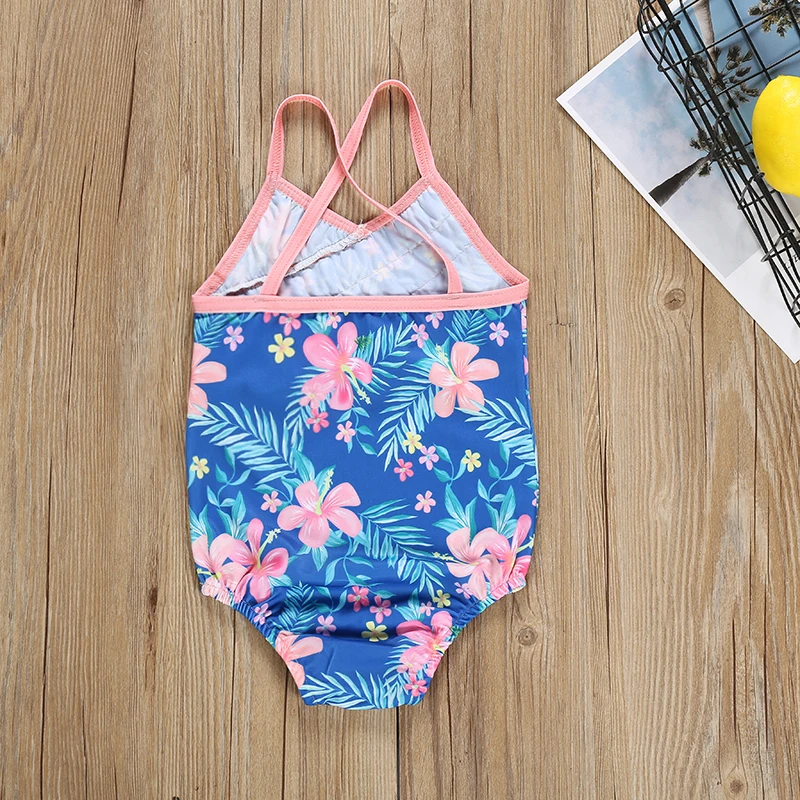 SOSOCOER/милый Цельный купальник с цветочным принтом для маленьких девочек, летний детский купальный костюм, пляжная одежда для девочек, купальный костюм