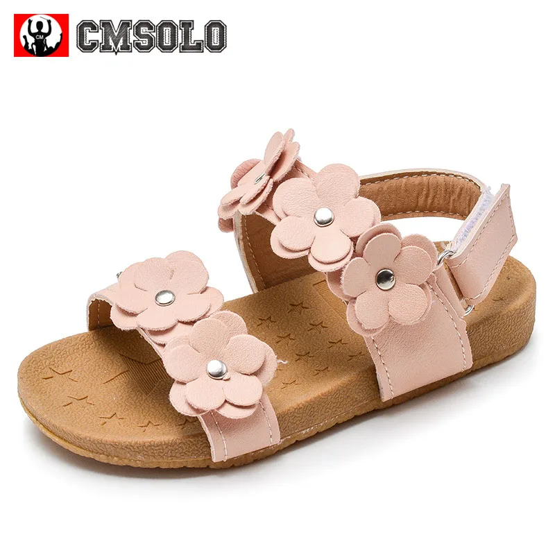 CMSOLO Girls Sandals 2018 Summer Sandals For Kids Child Flower Soft Bottom Female Baby Pink