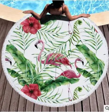 Горячий тропический Фламинго круглый пляжный покрывающий пляжный коврик полотенце шаль йога коврик летний саронг плащ кемпинг коврик - Цвет: 9