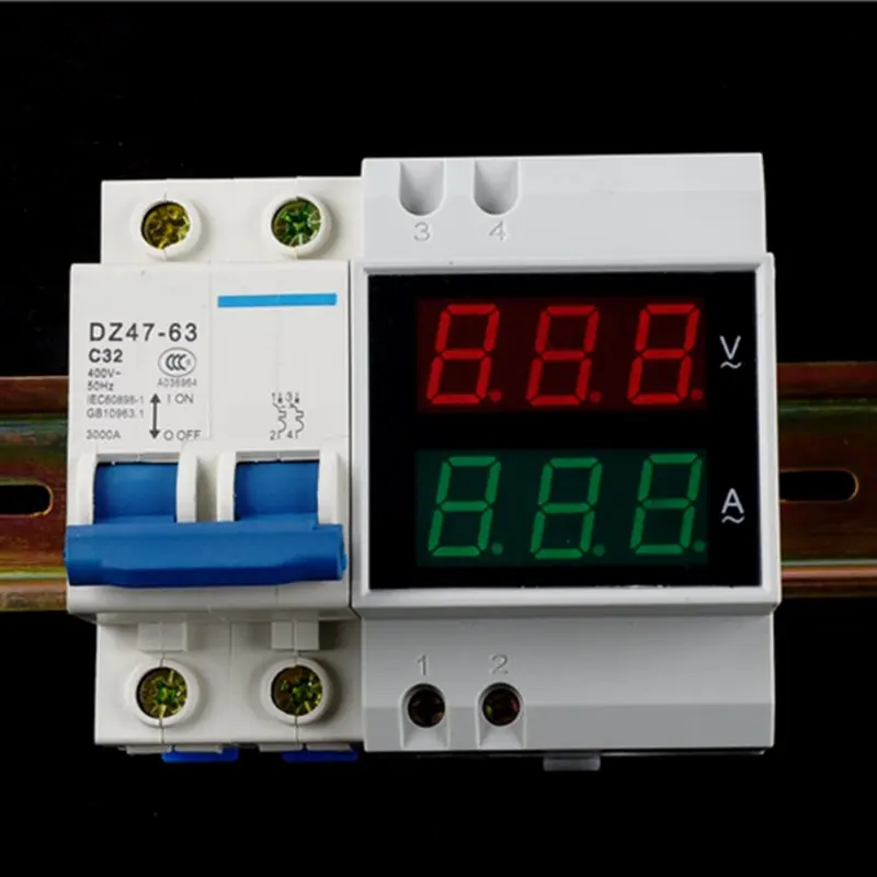 

AC 80-300V Ammeter Voltmeter Din rail LED Volt Amm Current Meter Display Active Power Factor Time