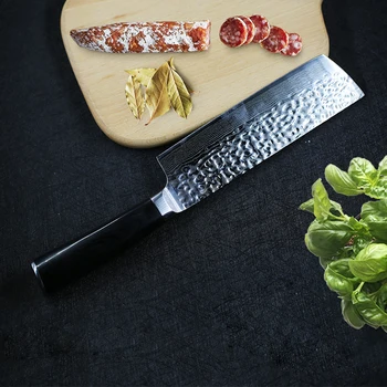 

Damascus Kitchen Knives Japanese Nakiri Knife 7cr17 Stainless Steel Chef Slicing Meat Vegetable Kitchen Utility Cooking Knife