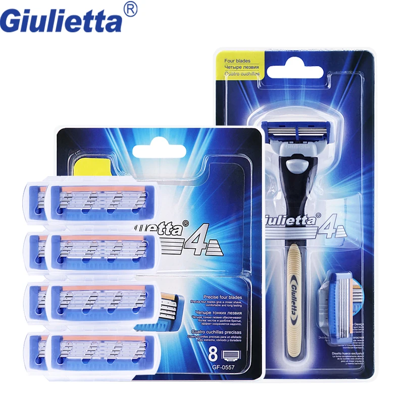 

Giulietta 2019 New Four-layer Blade Series for Men Manual Shaving Blades Compatible with Mache3, 1 handle + 10 razor head