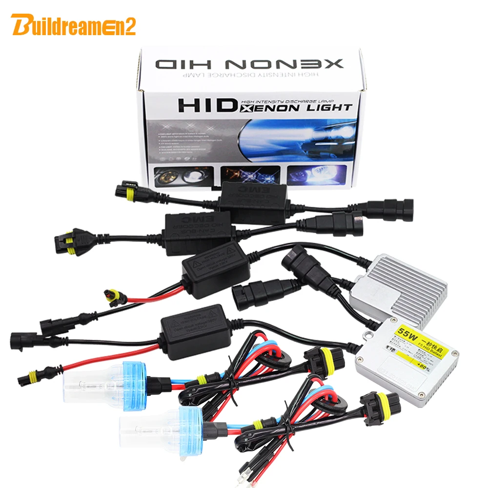 Buildreamen2 H1 55W AC HID Xenon Kit Ballast Bulb Canbus Adapter Anti