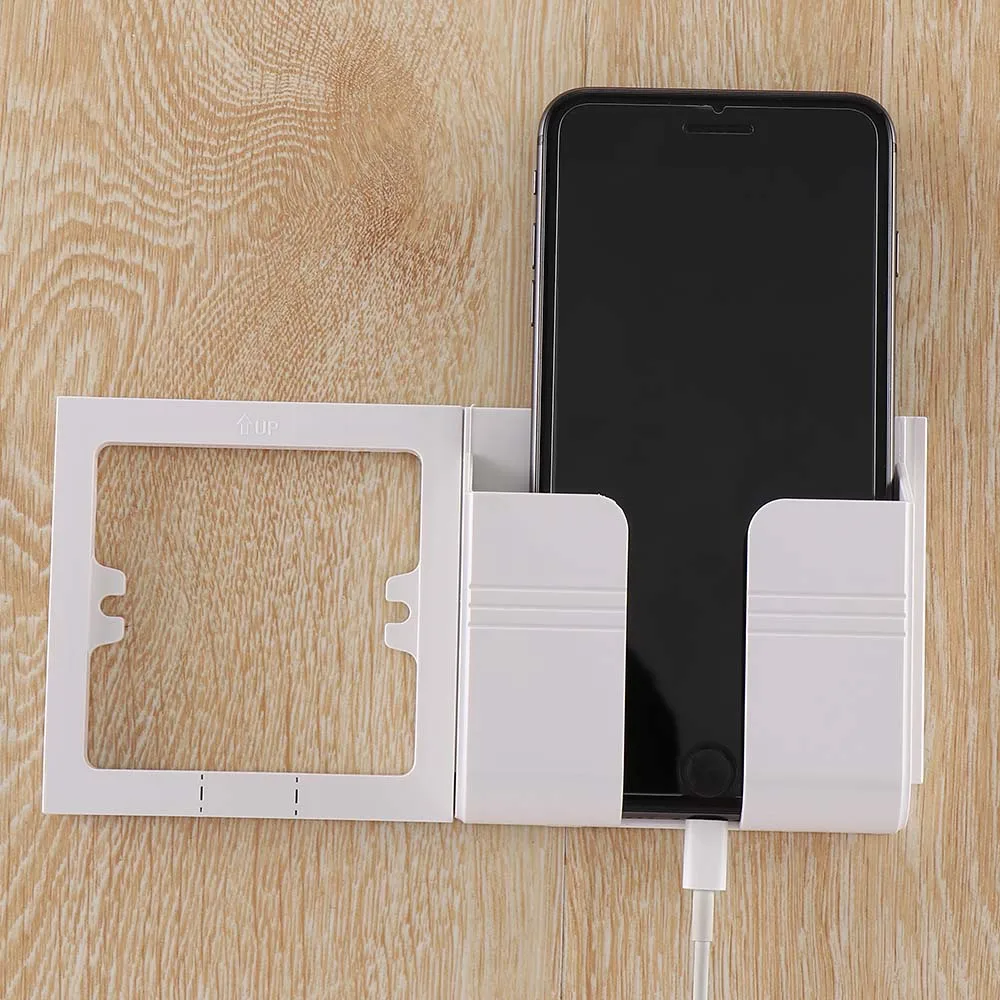

1pc New Practical Wall Sticking Phone Holder Socket Paste Type Adhesive Charge Up Cell Phones Support Rack Shelf with Hooks