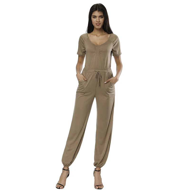 comfort jumpsuit Summer women`s short sleeve girl casual loose jumpsuit