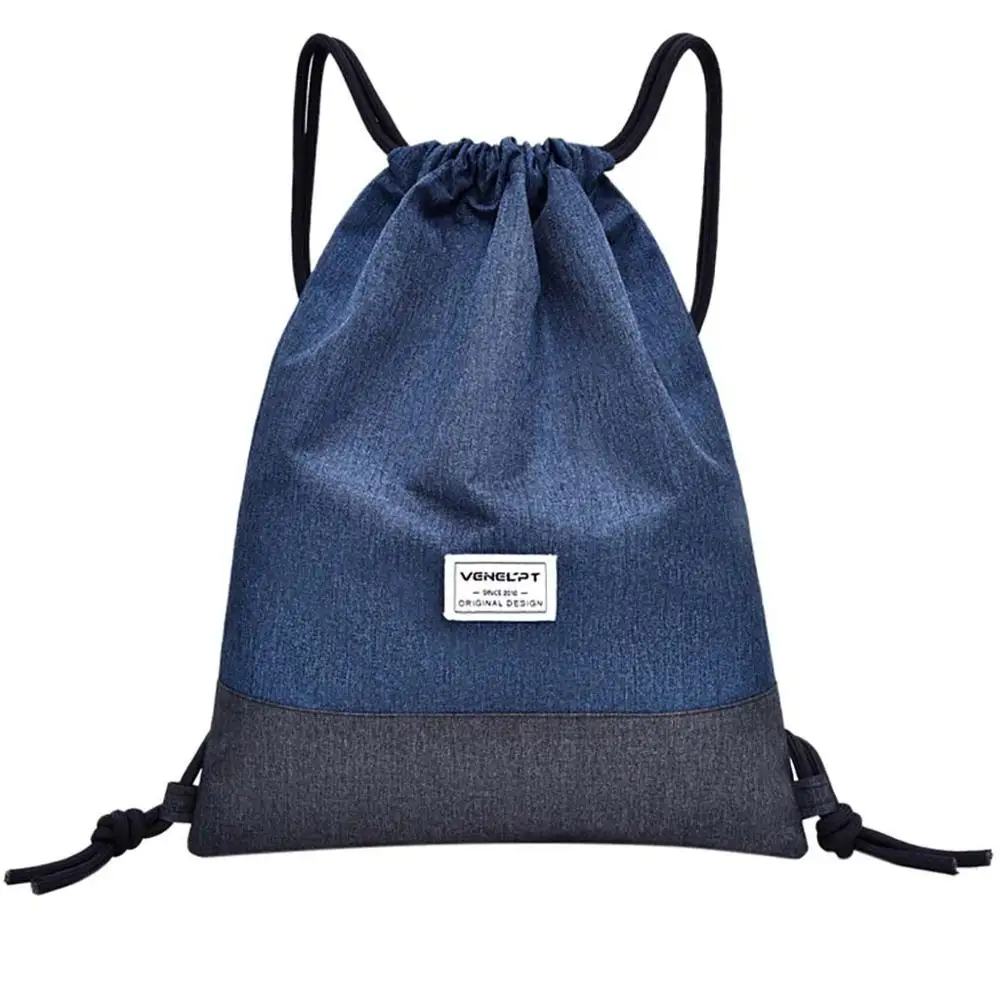 Модный женский рюкзак с геометрическими узорами и завязками, Лоскутная дорожная мягкая на завязке сумка - Цвет: Dark Blue