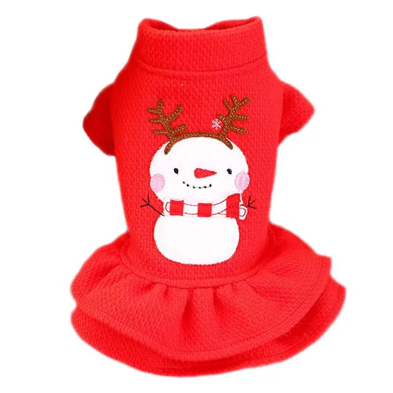 DOGGYZSTYLE Dog Clothes Christmas Red Princess Dress Xmas Winter Thicken Elk Skirt Apparel For Chihuahua French Bulldog - Color: Red