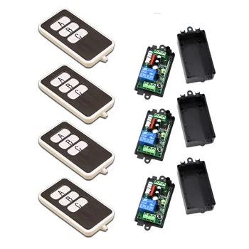 

A B C Key Square AC110V 220V 1CH RF Wireless Remote Control Switch System 4Transmitter and 3Receiver 315/433MHZ Free Shipping