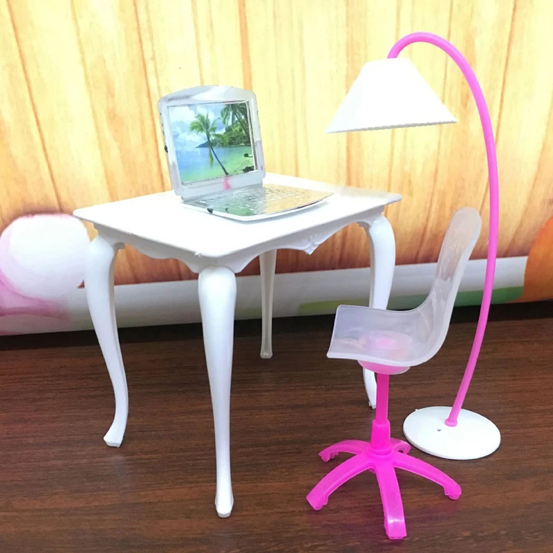 4pcs Mini Doll Furniture Toy Set Desk Lamp Laptop Computer Chair Doll House Accessories for Doll Kids Girls Gift Play House Toys 4pcs Mini Doll Furniture Toy Set Desk Lamp Laptop Computer Chair Doll House Accessories for Doll Kids Girls Gift Play House Toys