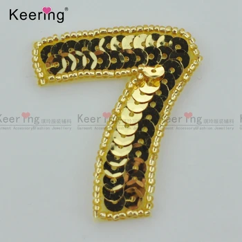 

High Quality Gold Color Number "7" Sequin Patch WRAB-015