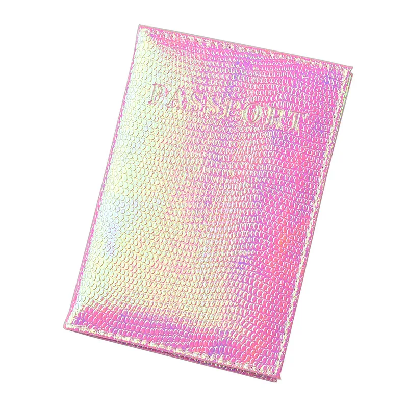 

DIKEDAKU Shiny Pu Leather Passport Cover for Women Travel Card Ticket Passport Holder Case Cute English Word Covers for Passport