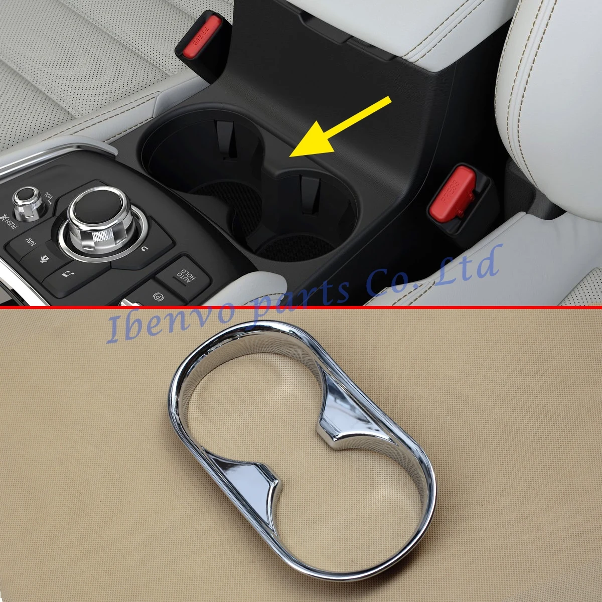Car Styling Glossy Silver Chrome Cup Holder Frame Cover For 2017 Mazda