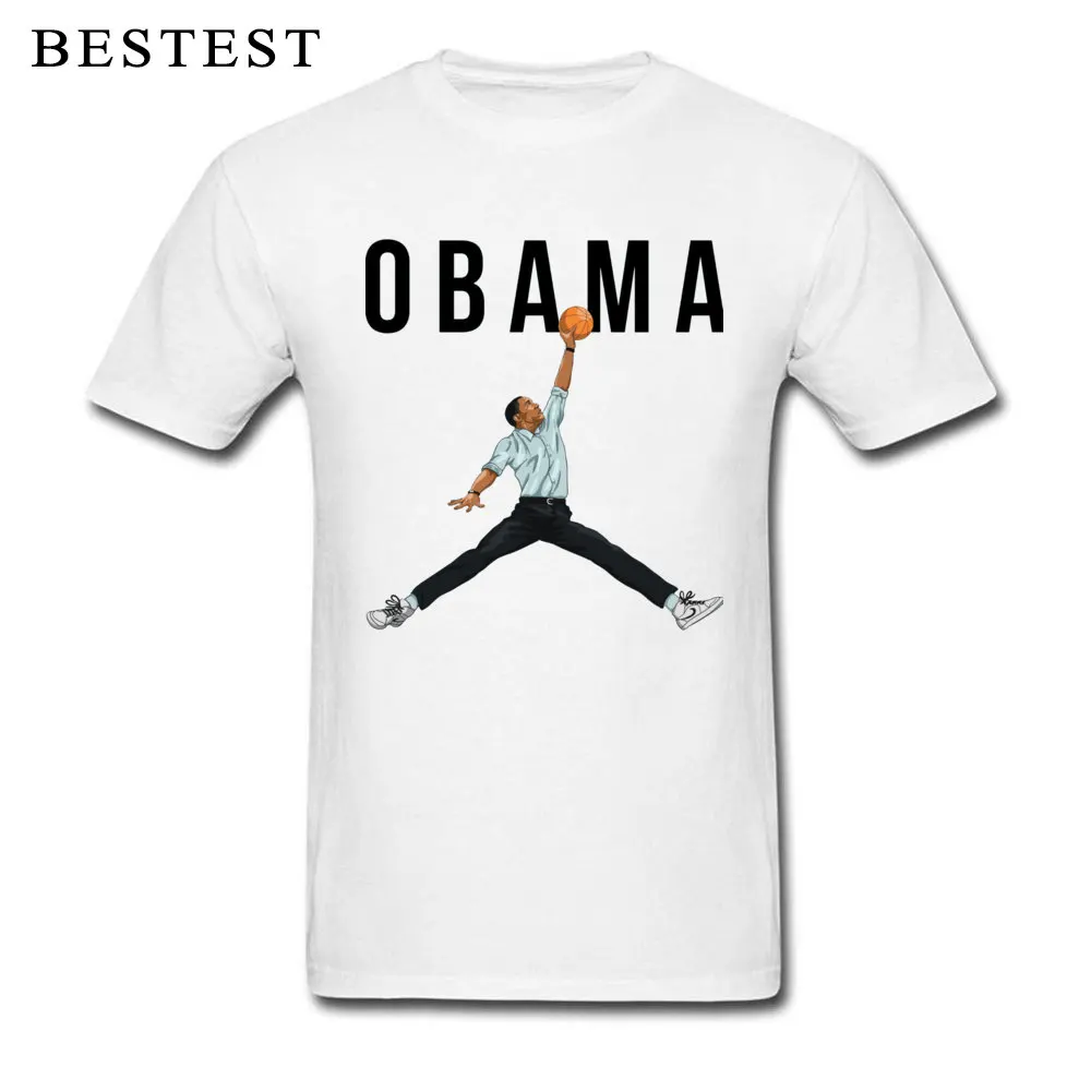 Designer Men Top T-shirts Crew Neck Short Sleeve 100% Cotton Obama Basketball Mashup 4133 Tops Shirt Casual T-Shirt Obama Basketball Mashup 4133 white