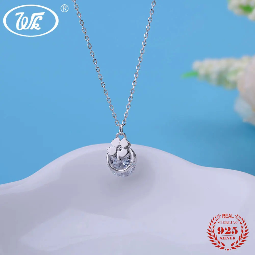 

WK NEW 2018 Trending Cute Small Crystal Pendant Necklace 925 Silver Necklaces Pendants For Women Girls Gift For Party W4 NB038